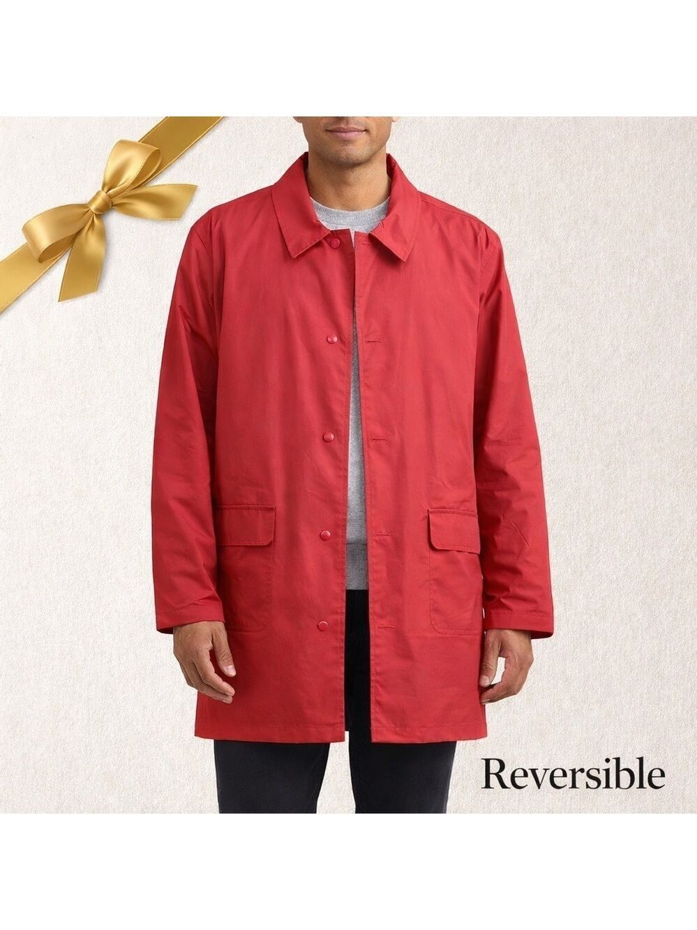 TravelSmith Reversible Raincoat Utility Jacket Red Size Large